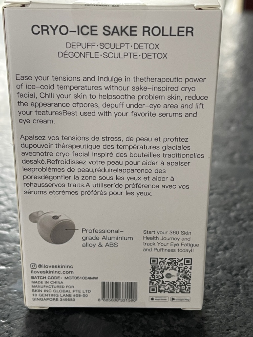 Skin Inc Cryo Ice Sake Roller for puffiness, pores, relaxation & more - Picture 9 of 10
